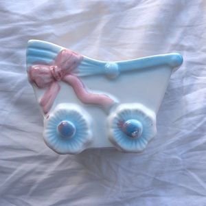 Vintage baby’s ceramic planter baby carriage planter. New baby gift!